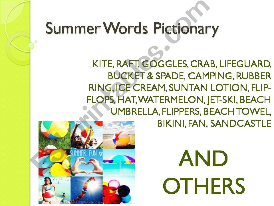 Pictionary - Summer Words [26 Slides]